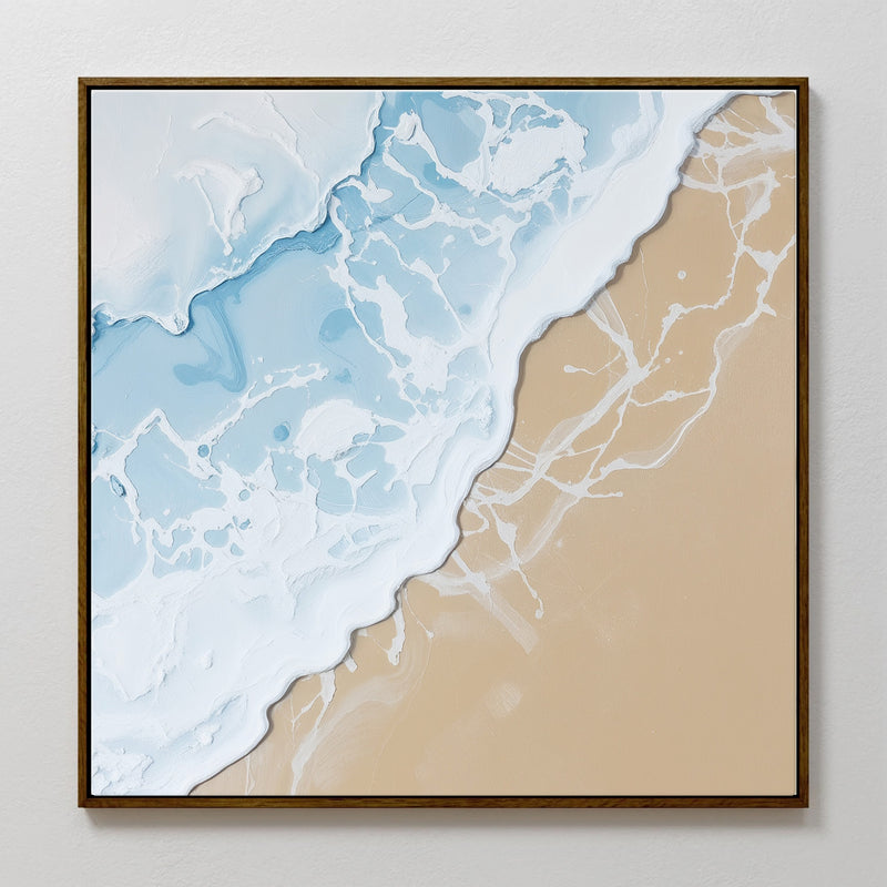 Abstract Blue Wave on the Sand - Sage and Rose Prints