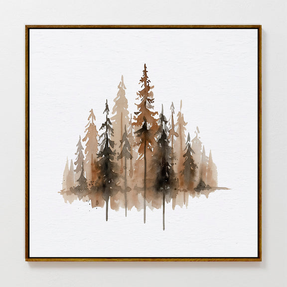AK-26-Earth Tones Forest Tree Watercolor Painting - Sage and Rose Prints