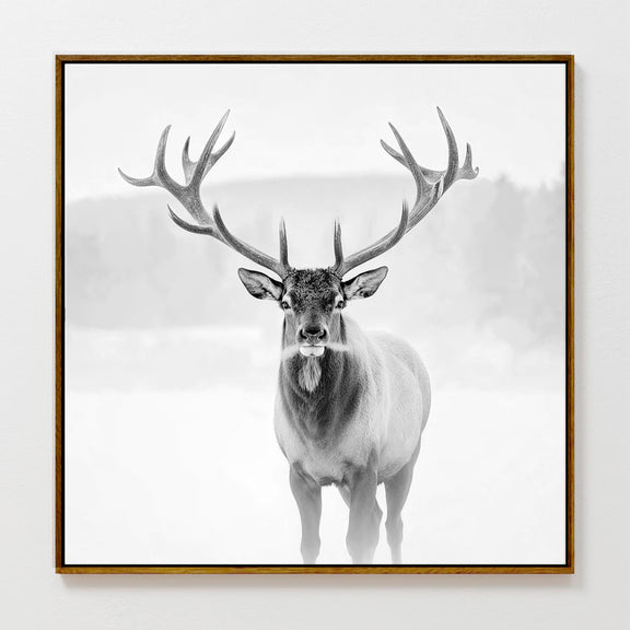 AK-31-Black and White photo of a deer in winter - Sage and Rose Prints