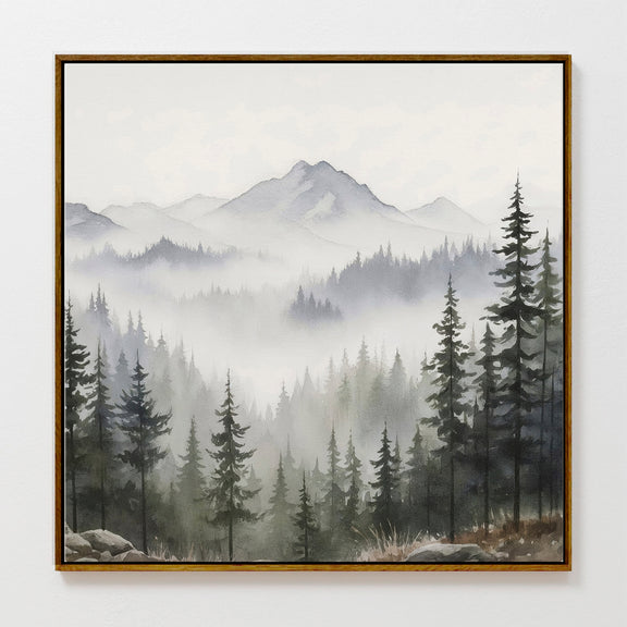 AK-10-Misty Mountains Forest Watercolor - Sage and Rose Prints