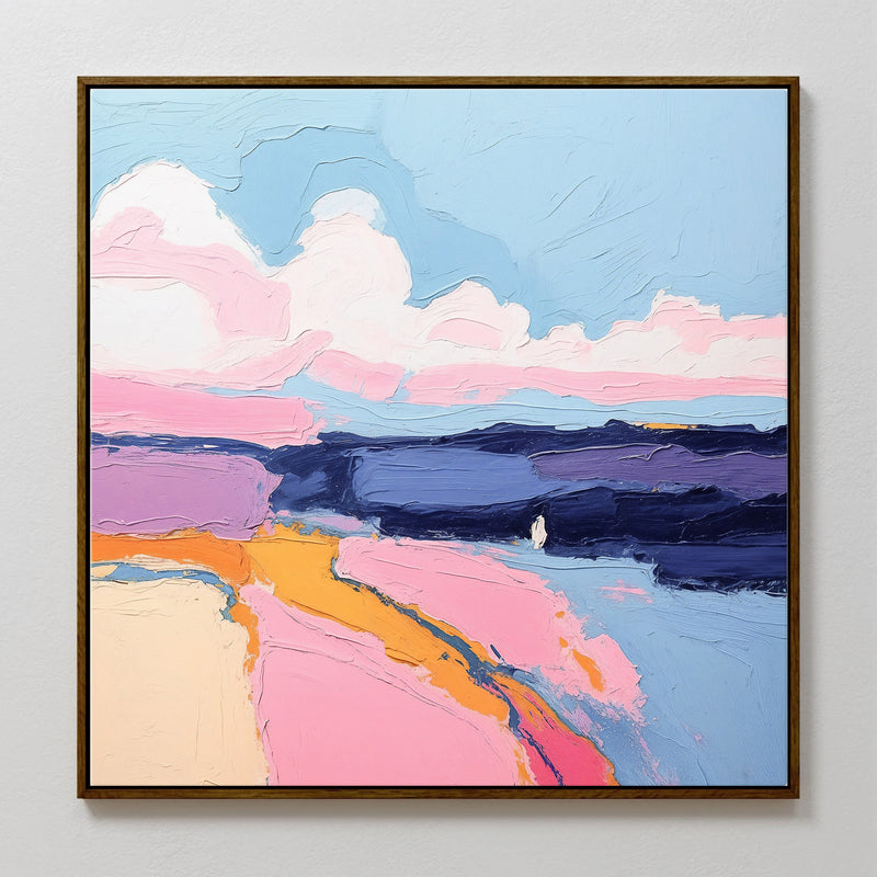 Blue Sky Landscape-Inspired Abstract Painting - Sage and Rose Prints