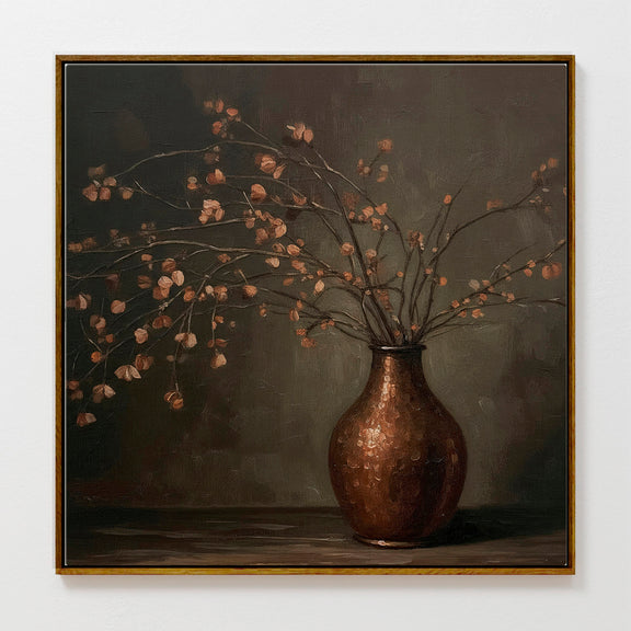 AK-44-Moody Wabi Sabi Copper Vase - Sage and Rose Prints