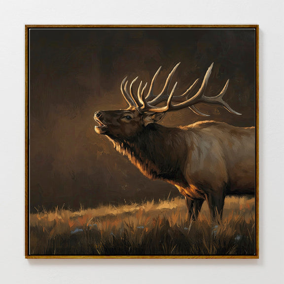 AK-19-Moody Elk Wildlife Painting - Sage and Rose Prints