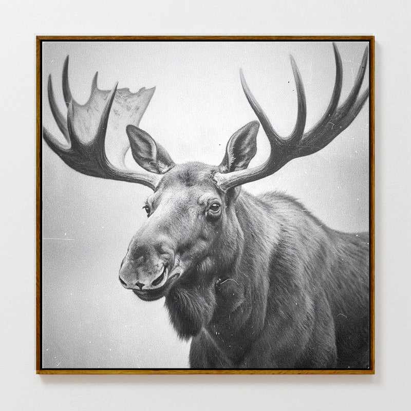 AK-17 Black and White Vintage Moose Photograph - Sage and Rose Prints