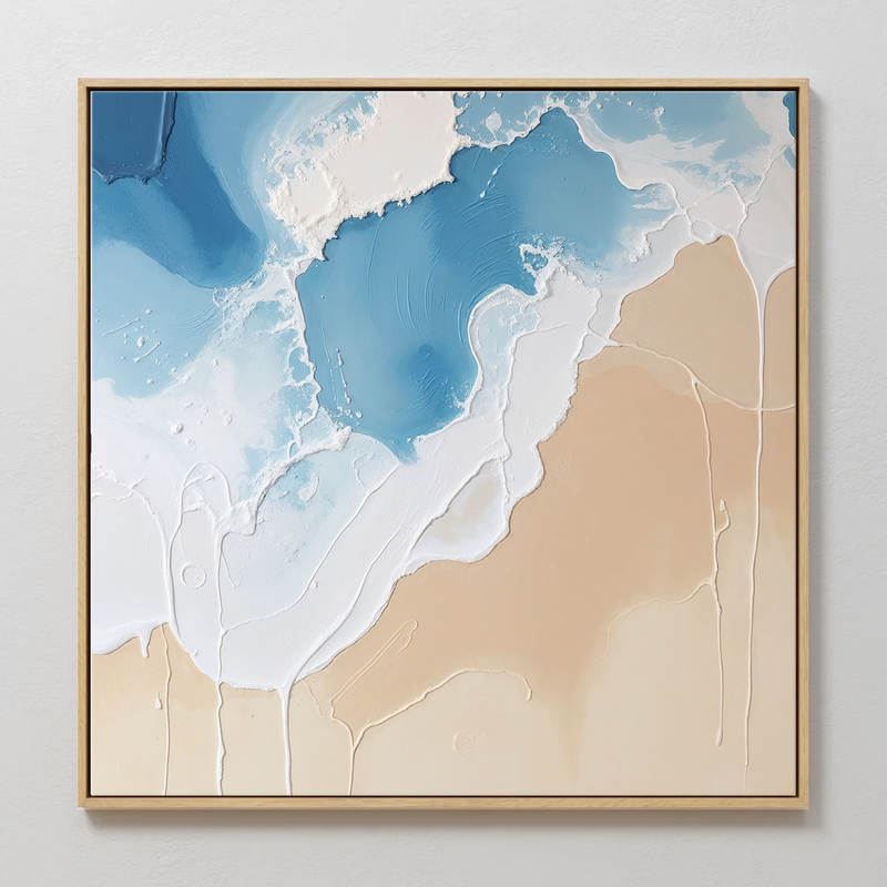 Blue Seafoam Impasto Painting - Sage and Rose Prints
