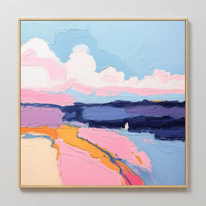 Blue Sky Landscape-Inspired Abstract Painting - Sage and Rose Prints