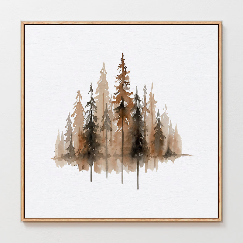 AK-26-Earth Tones Forest Tree Watercolor Painting - Sage and Rose Prints