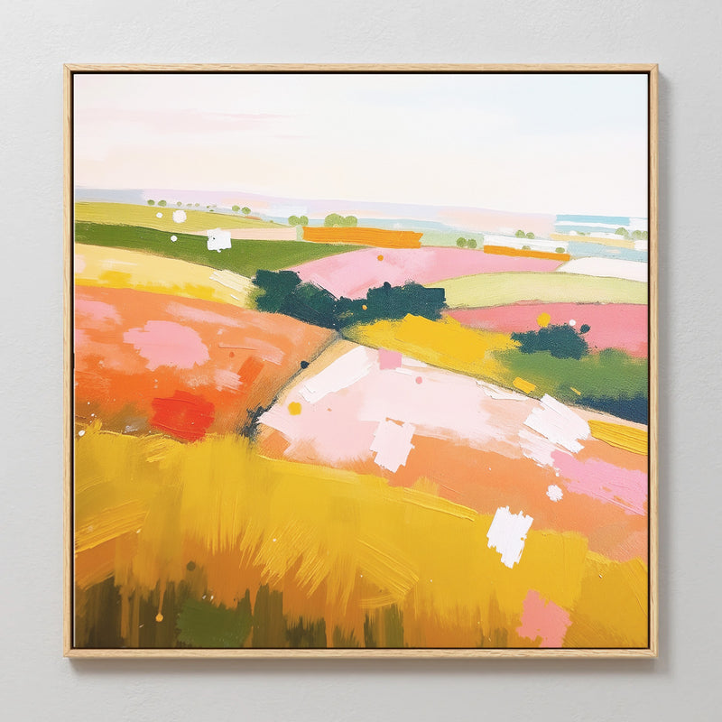 Vibrant Summer Countryside Abstract Art - Sage and Rose Prints