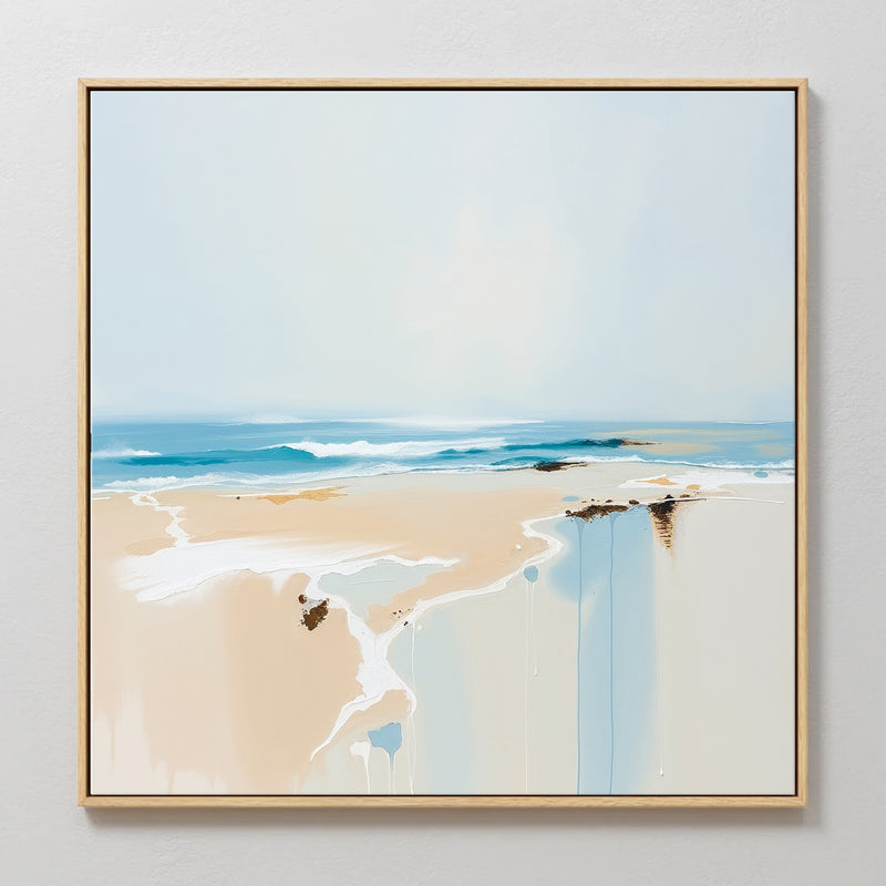 Teal and Tan Abstract Beach - Sage and Rose Prints