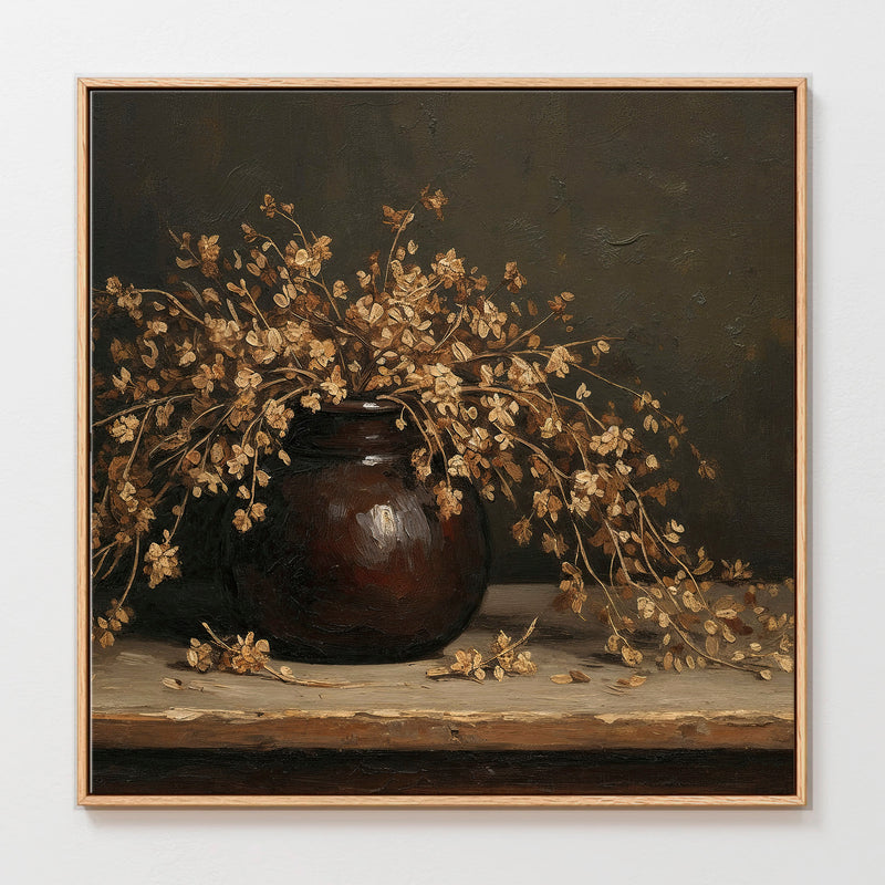AK-05 - Vintage Vase Still Life with Dried Grass Bouquet - Sage and Rose Prints