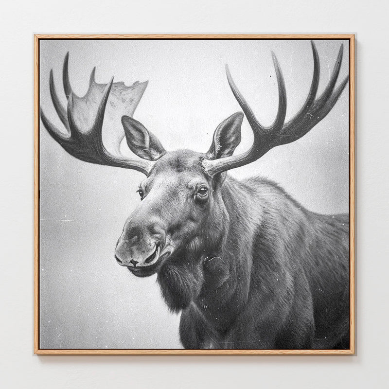 AK-17 Black and White Vintage Moose Photograph - Sage and Rose Prints