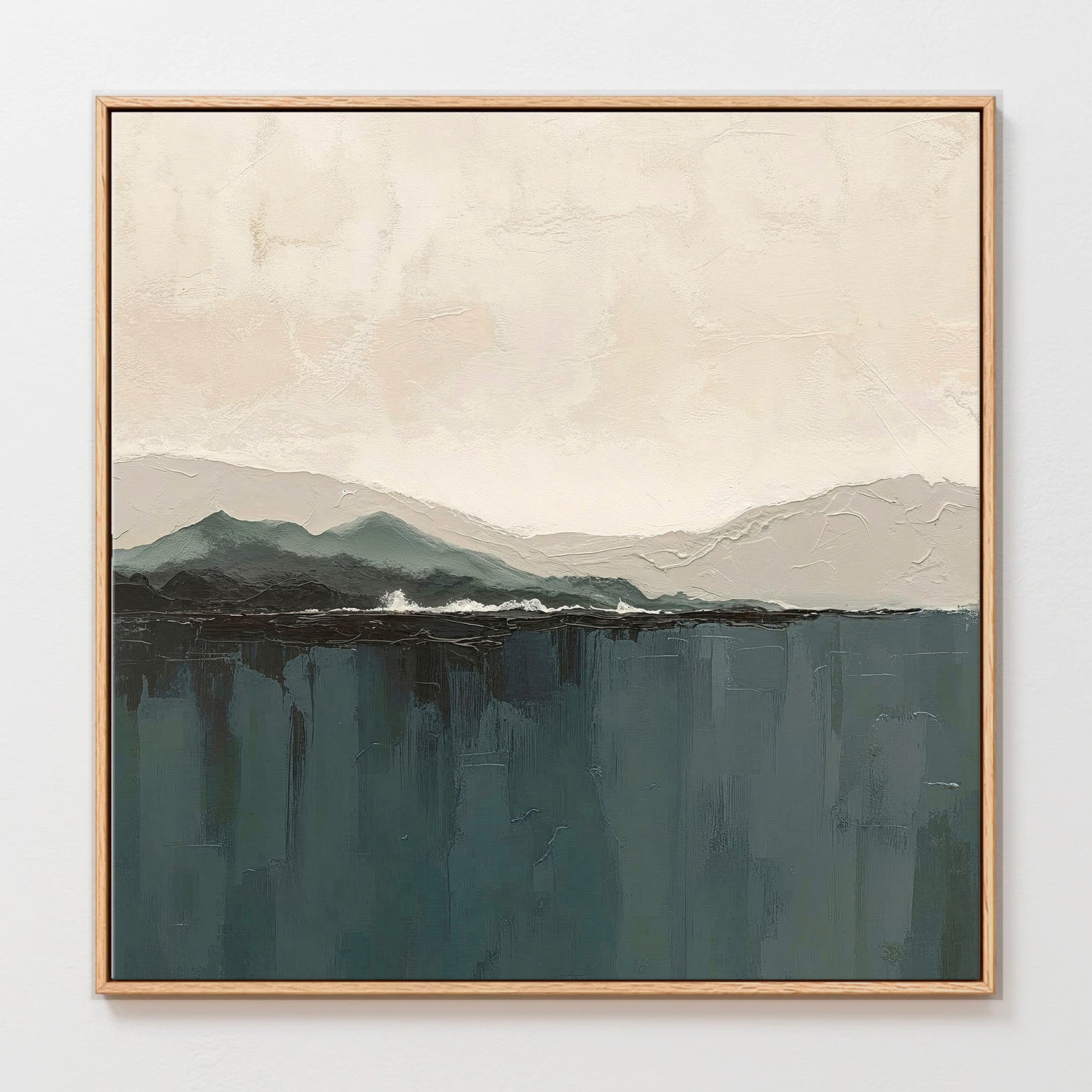 AK-14-Abstract Coastal Mountains in Dark Teals and Tans - Sage and Rose Prints