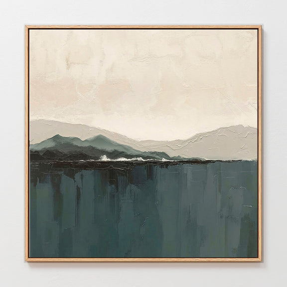 AK-14-Abstract Coastal Mountains in Dark Teals and Tans - Sage and Rose Prints