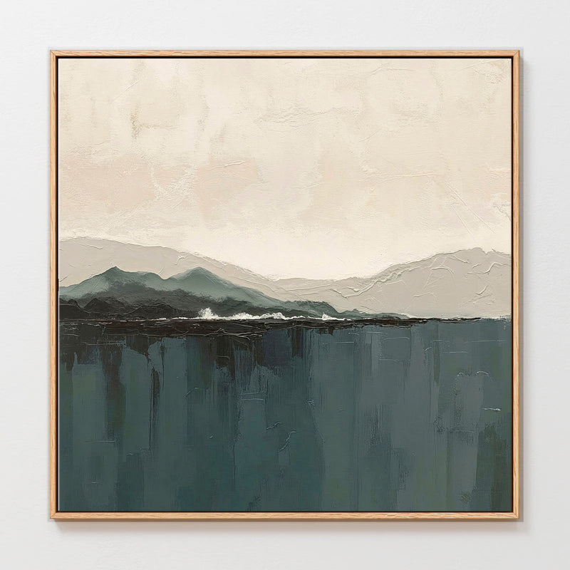 AK-14-Abstract Coastal Mountains in Dark Teals and Tans - Sage and Rose Prints