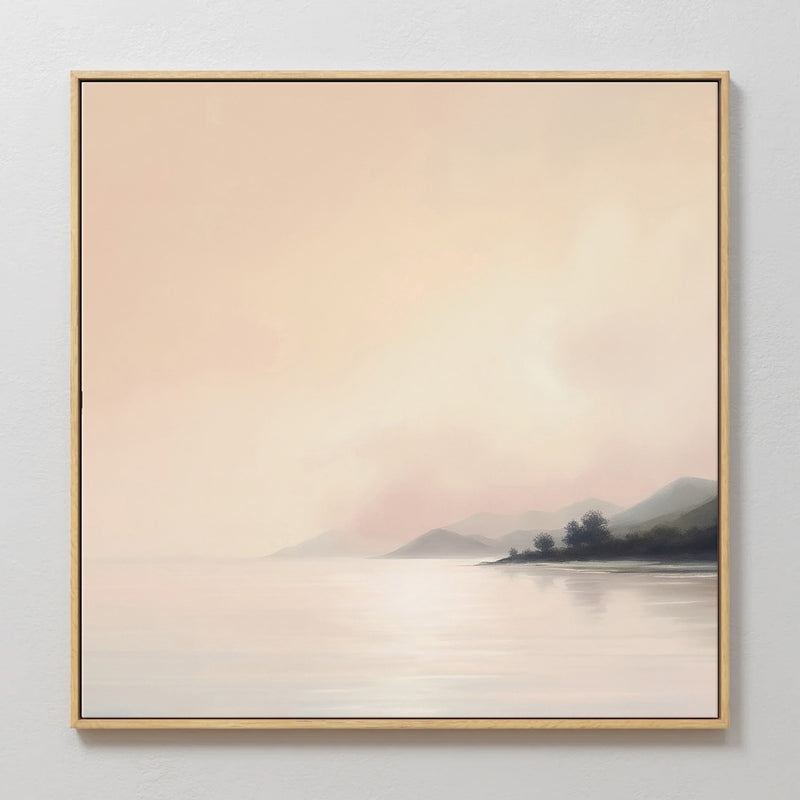 Coral Pink Abstract Coastline - Sage and Rose Prints