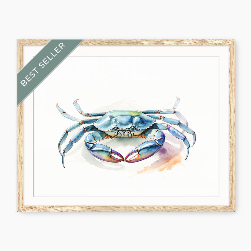 Blue Crab Watercolor Print - Sage and Rose Prints
