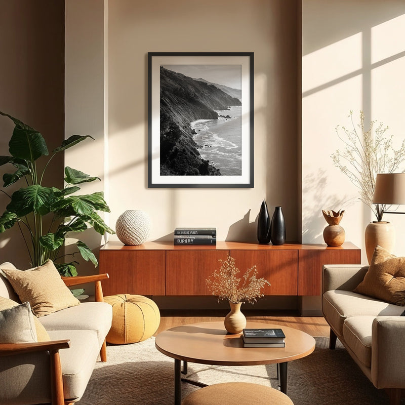 Big Sur Coastline in Black and White - Sage and Rose Prints