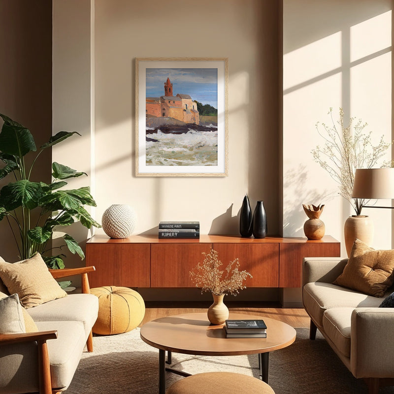 Post Impressionist Coastal Village Print - Sage and Rose Prints