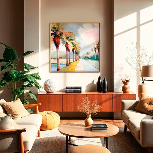 Palm Trees Impasto Square Print - Sage and Rose Prints