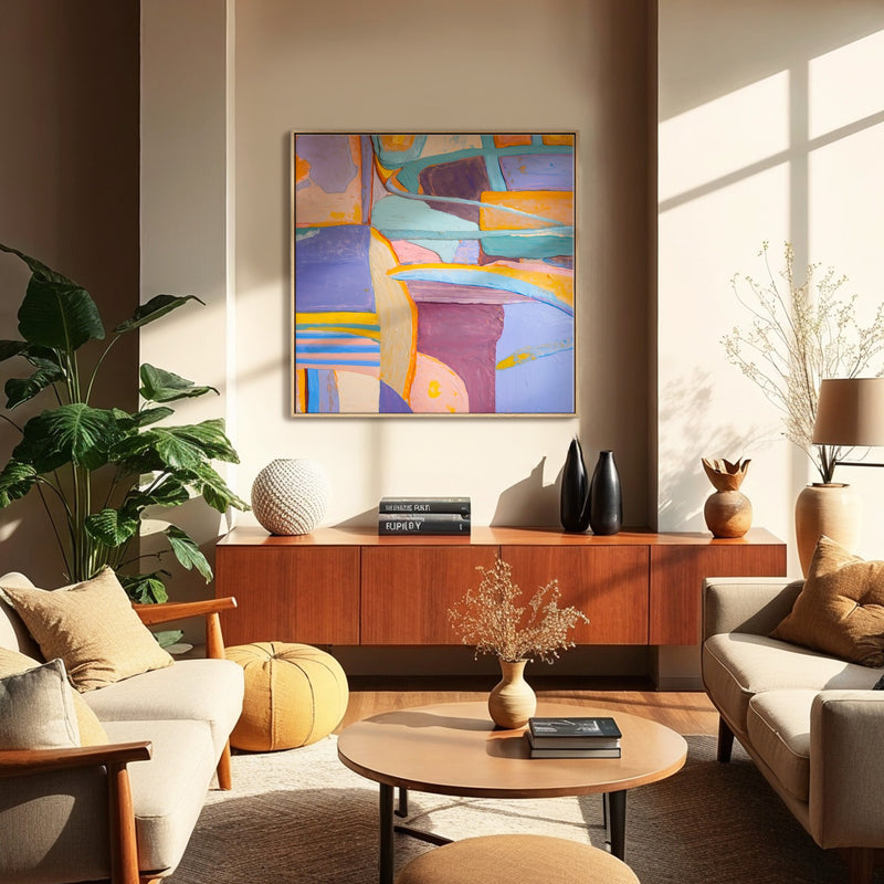 Periwinkle and Orange Abstract Color Blocks - Sage and Rose Prints