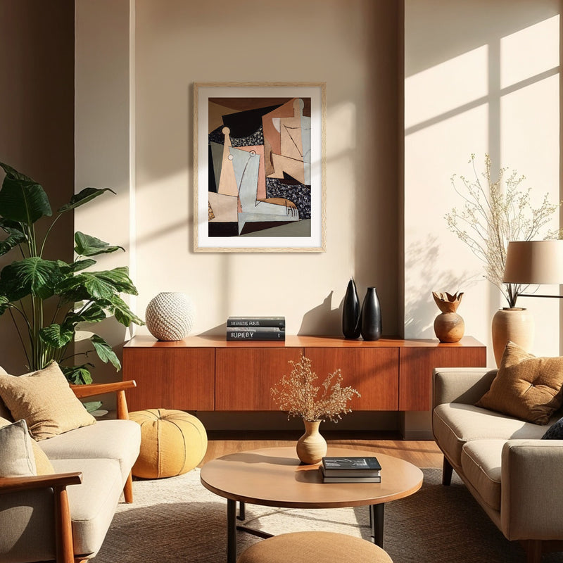 Tan and Grey Cubist Couple Print - Sage and Rose Prints