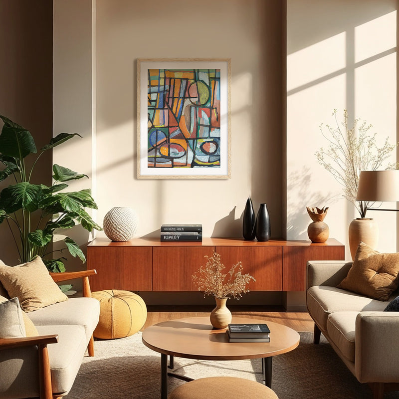 Bright Geometric Abstract Art No2 - Sage and Rose Prints