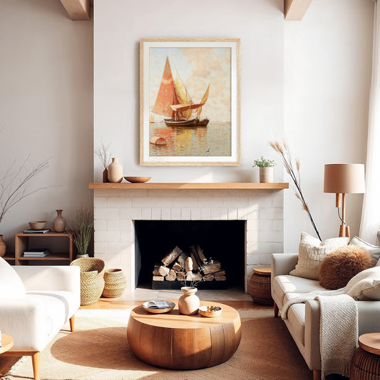 Vintage Amber Sailboat Print - Sage and Rose Prints