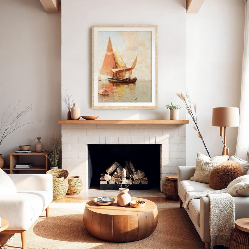 Vintage Amber Sailboat Print - Sage and Rose Prints