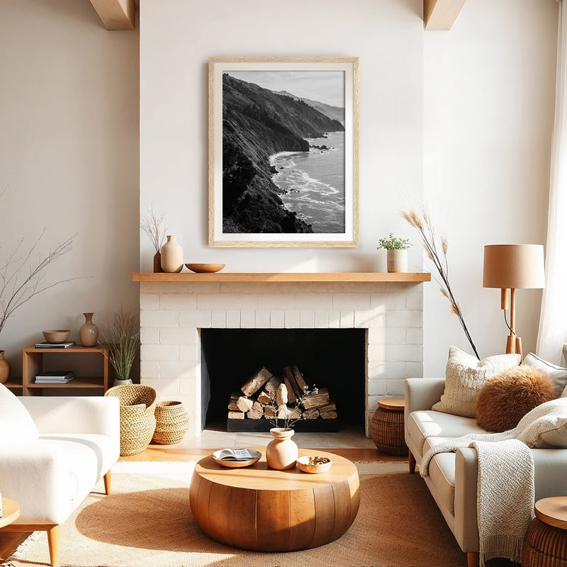 Big Sur Coastline in Black and White - Sage and Rose Prints