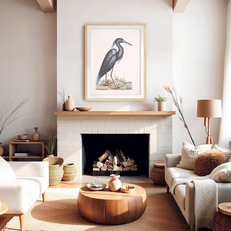 Muted Crane in Shades of Blue and Gray - Sage and Rose Prints