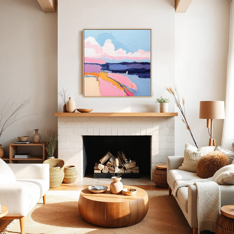 Blue Sky Landscape-Inspired Abstract Painting - Sage and Rose Prints