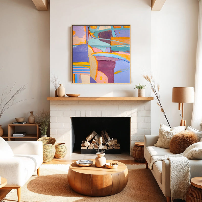 Periwinkle and Orange Abstract Color Blocks - Sage and Rose Prints