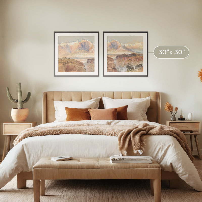Desert Watercolor 2-Panel Set - Sage and Rose Prints