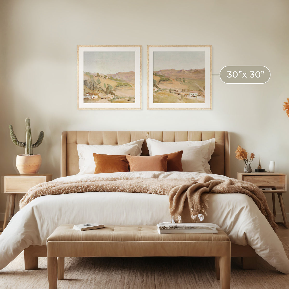 Impressionist Desert Painting 2-Panel Set - Sage and Rose Prints