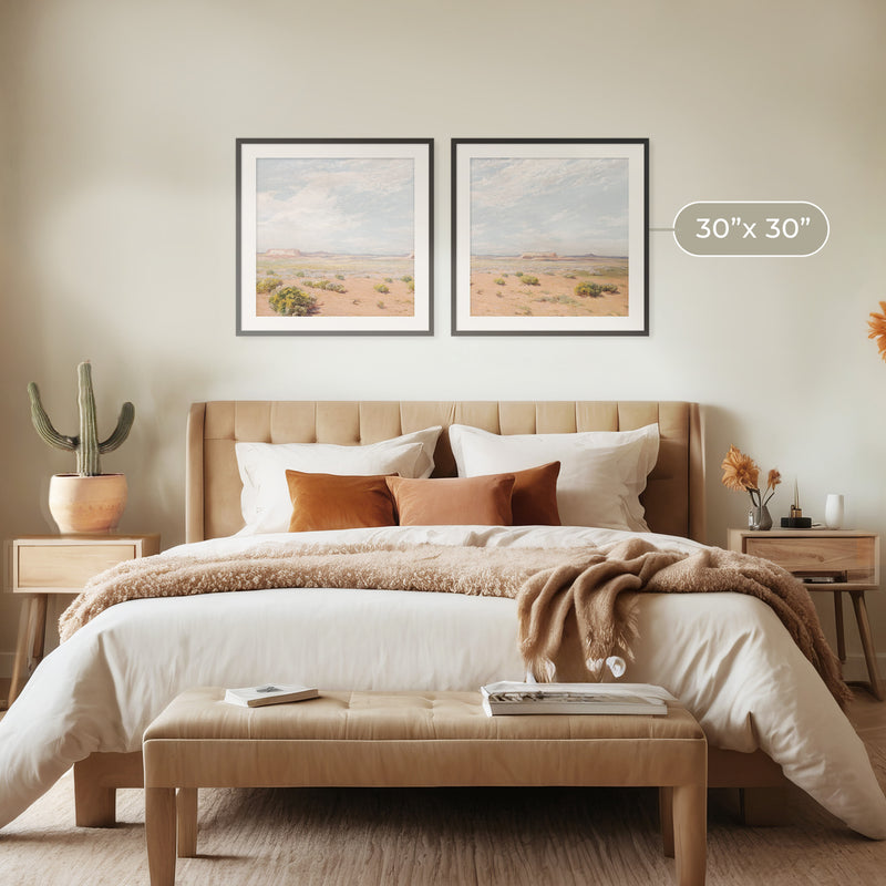 Bright Desert Landscape 2-Panel Set - Sage and Rose Prints