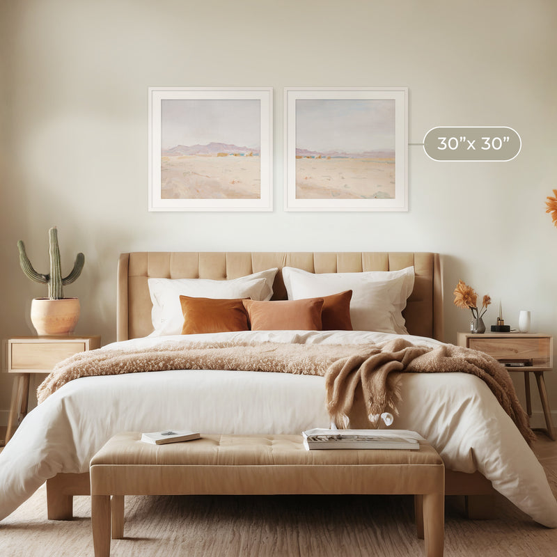 Desert Painting in Pastel Colors 2-Panel Set - Sage and Rose Prints