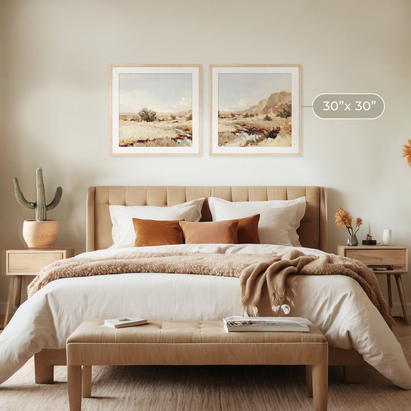 Muted Desert Painting 2-Panel Set - Sage and Rose Prints