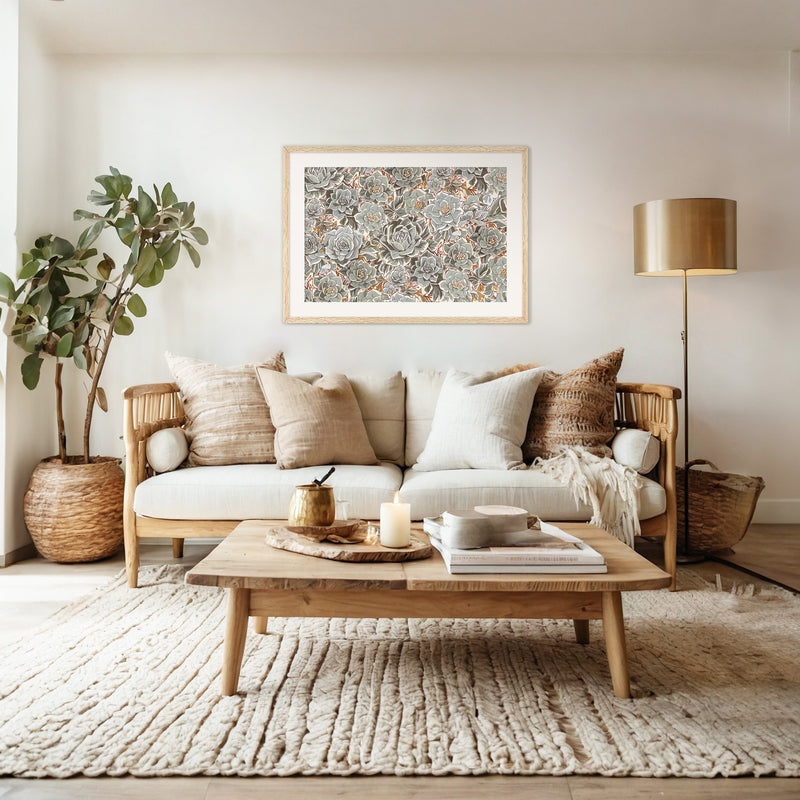 Geometric Succulent Wall Art - Sage and Rose Prints