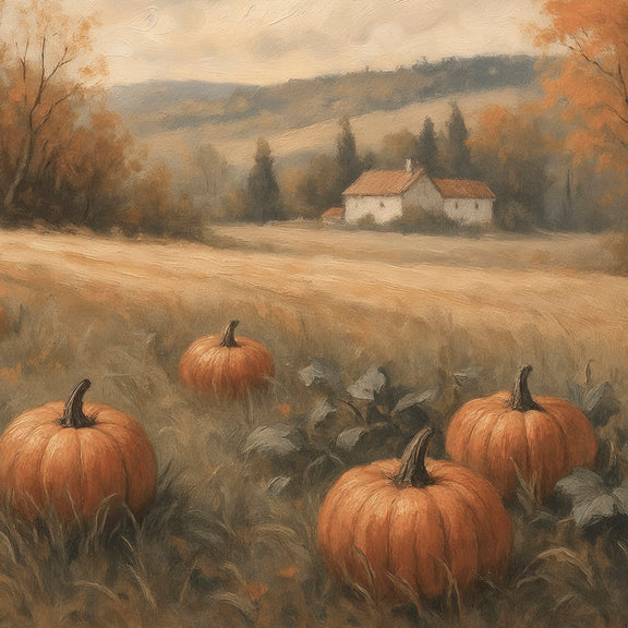 Vintage Style pumpkin fall print, fall artwork with solid wood black frame, fall wall art, pumpkin fall oil painting, fall wall decor in burnt orange and light beige, Sage & Rose Prints