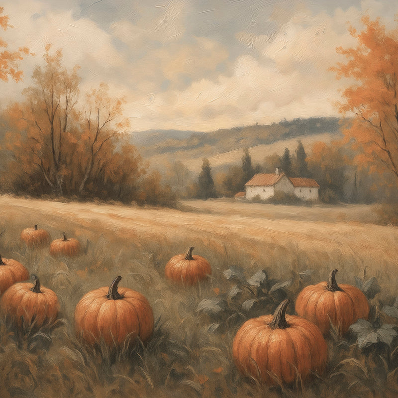 Pumpkins in a Field Fall Print - Sage and Rose Prints