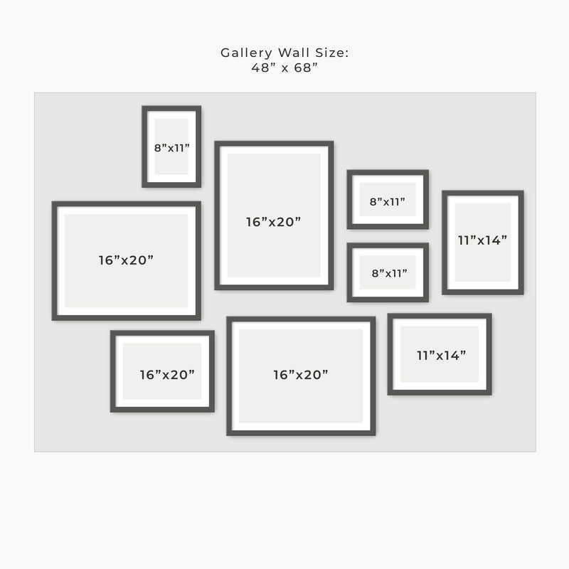 Black and White Retro 9-Piece Gallery - Sage and Rose Prints