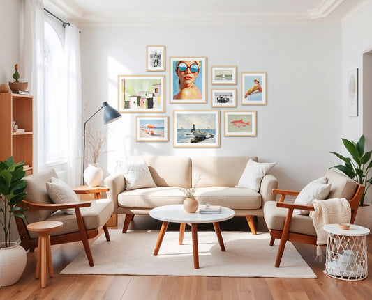 Eclectic Bright Beach 9-Piece Gallery - Sage and Rose Prints