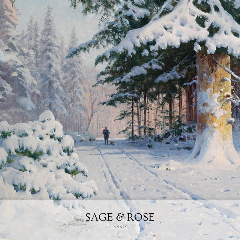 Snowy Forest Winter Wall Art - Sage and Rose Prints