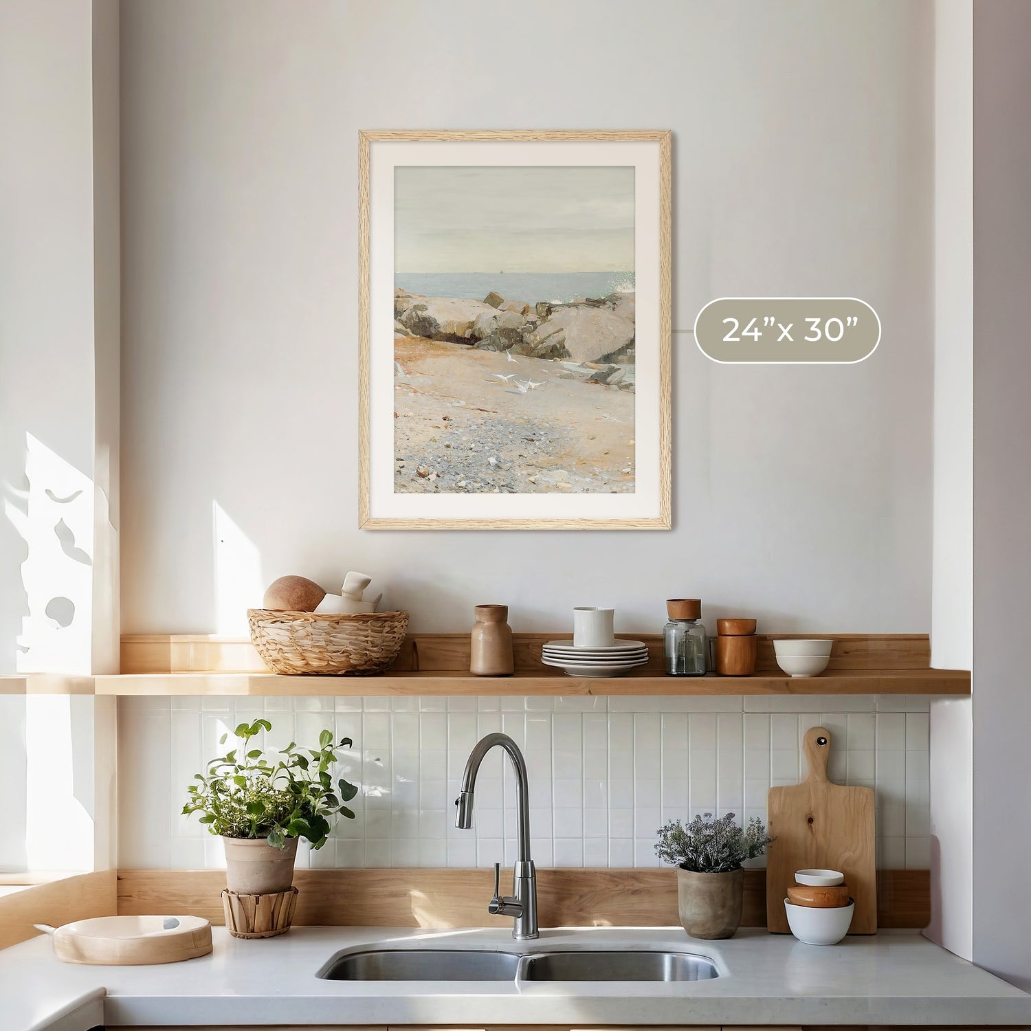 Coastal Package - Medium Vertical Art D 1v-13 - Sage and Rose Prints