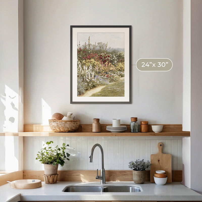 Impressionist Field of Flowers No1 - Sage and Rose Prints