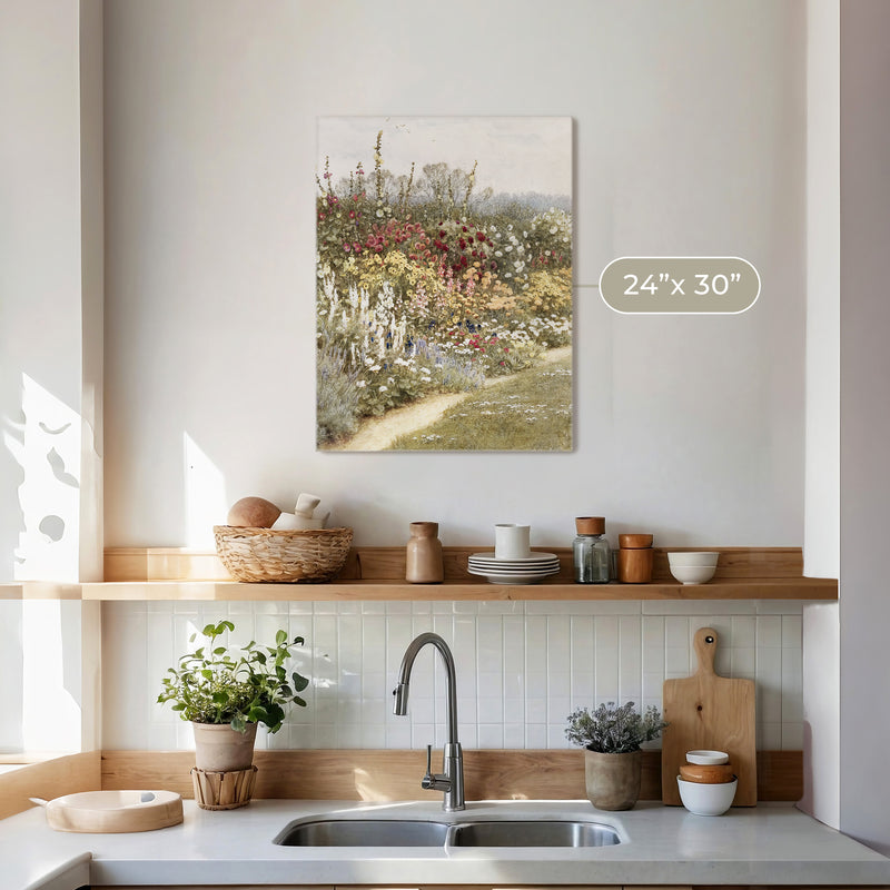 Impressionist Field of Flowers No1 - Sage and Rose Prints