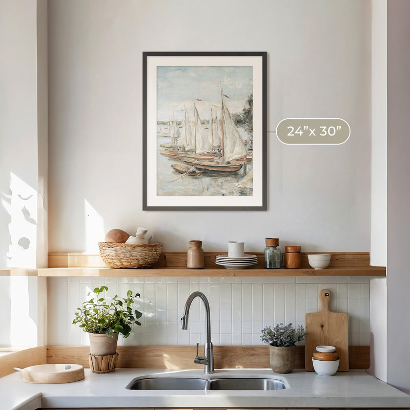 Vintage Sailboat Painting - Sage and Rose Prints