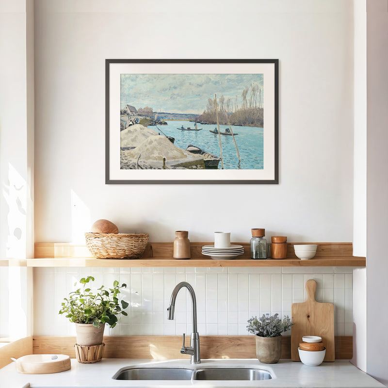 Boats on the River in Tan and Teal - Sage and Rose Prints