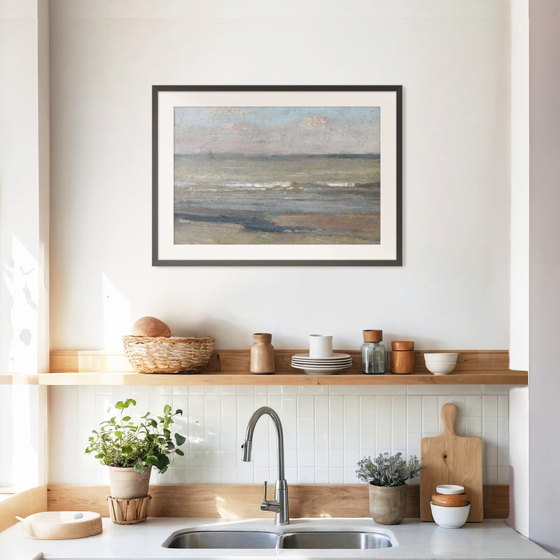 Muted Neutral Ocean Painting - Sage and Rose Prints