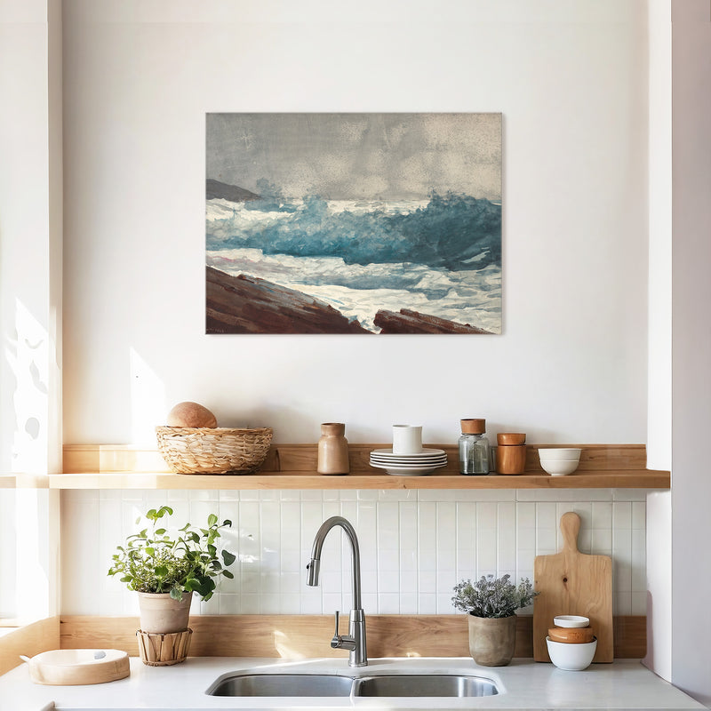 Ocean Watercolor in Deep Teal - Sage and Rose Prints